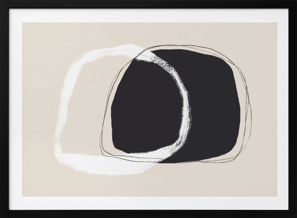 Overlapping Black And White Irregular Shapes | Poster