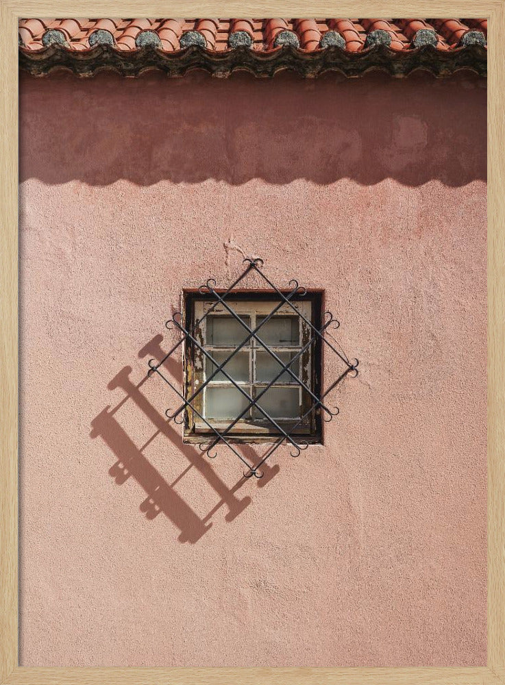 Rustic Pink Wall With A Vintage Window | Poster