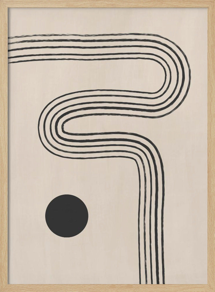 Black Curved Lines and a Circle | Poster