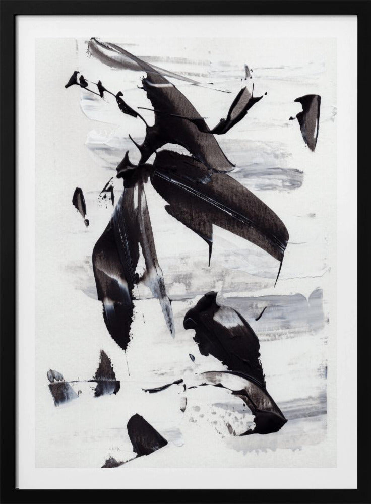 Monochrome Dynamic Brushstrokes | Poster