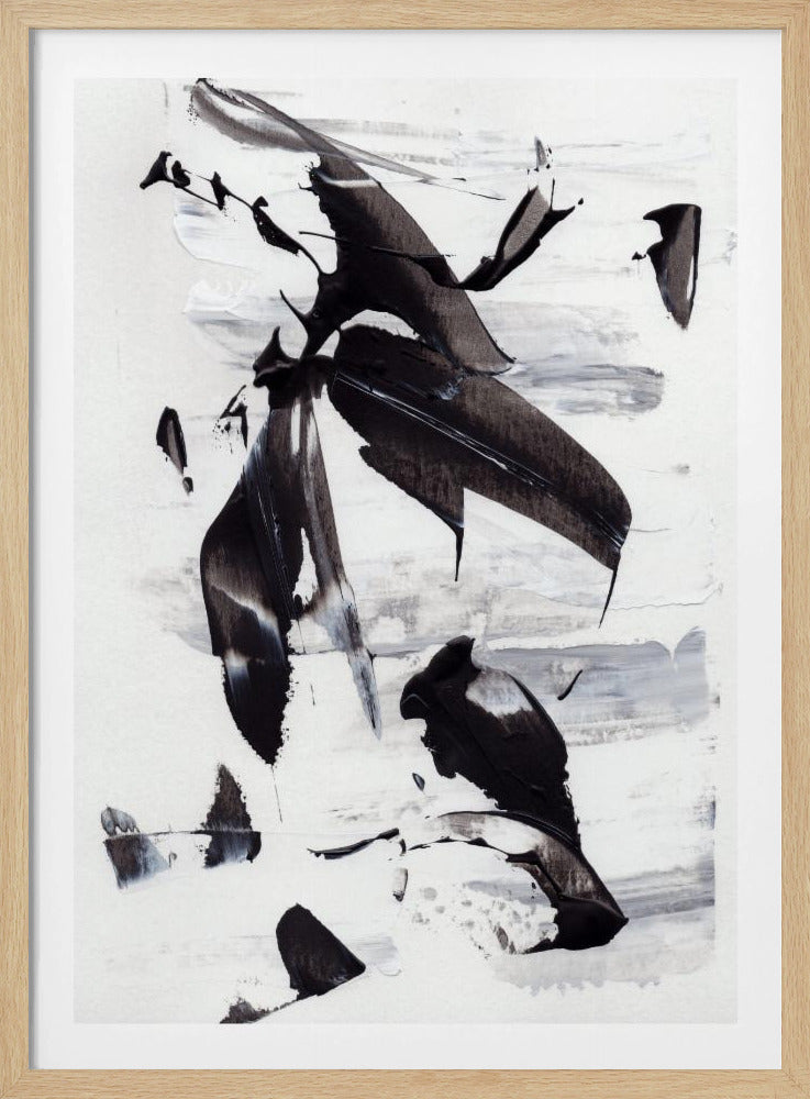 Monochrome Dynamic Brushstrokes | Poster