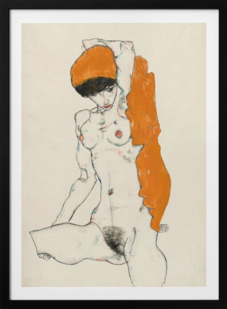 Standing Nude With Orange Drapery 1914 | Poster