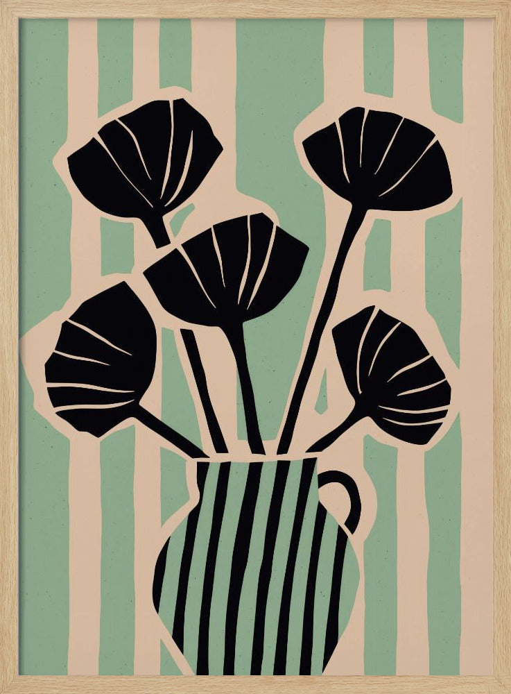 Striped Blooms Vase | Poster