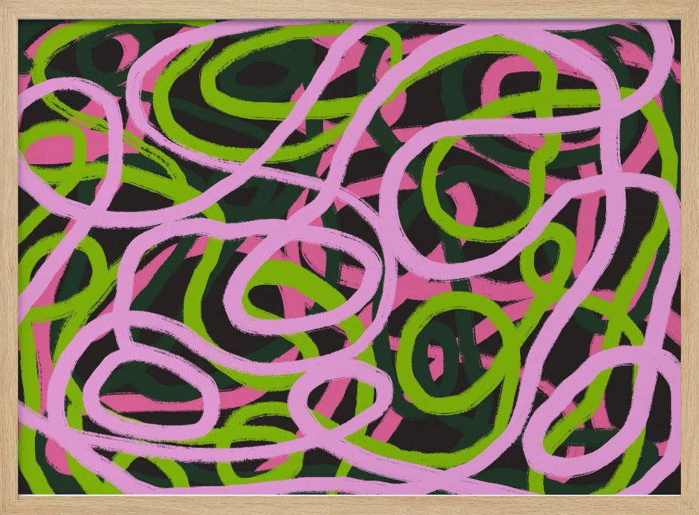 Intertwining Pink And Green Lines | Poster