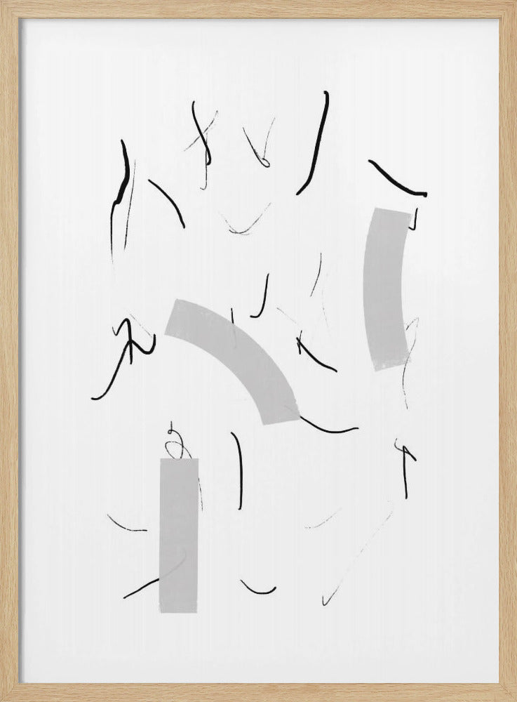 Fluid Black Lines And Soft Grey Shapes | Poster