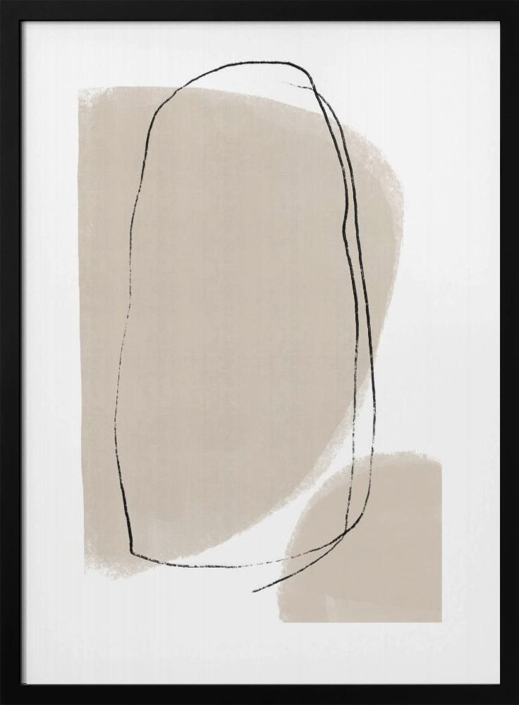 Soft Beige Shapes And Fluid Black Lines | Poster