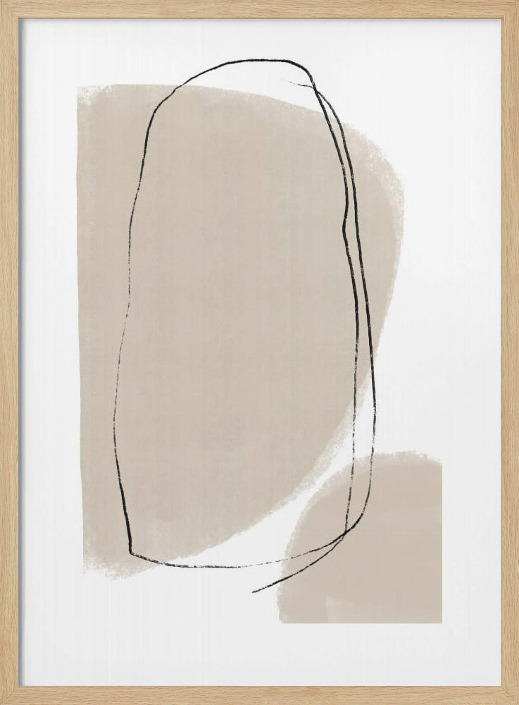 Soft Beige Shapes And Fluid Black Lines | Poster