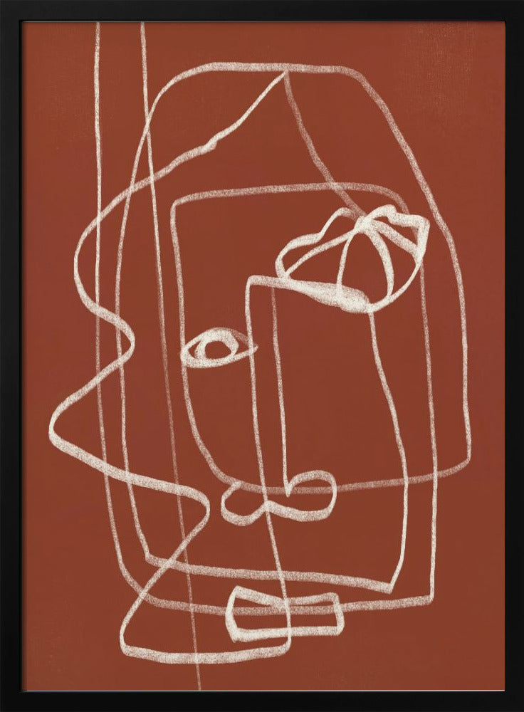 Line Art Abstract Portrait Terracotta 03 | Poster