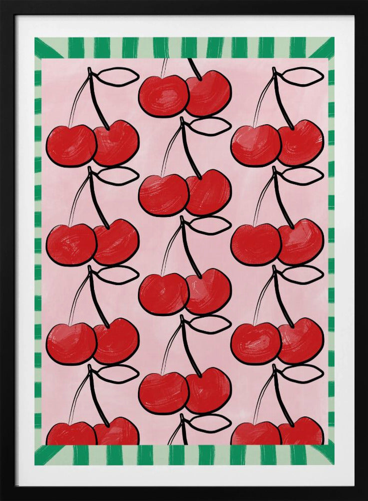Red Cherries on a Pink | Poster