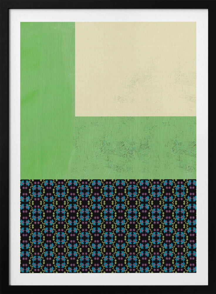 Pastel green and nyonya pattern collage | Poster