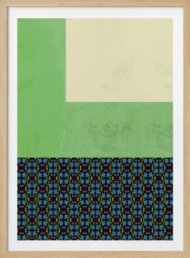 Pastel green and nyonya pattern collage | Poster