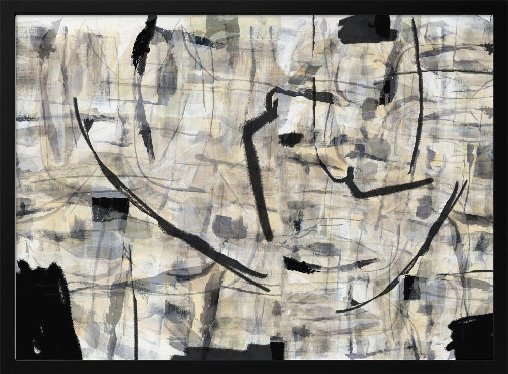 Black and White Textured Shapes 1 | Poster