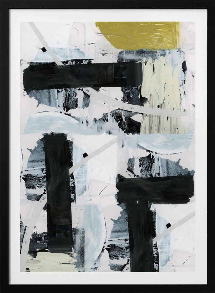 Black and White and Gold Abstract 1 | Poster