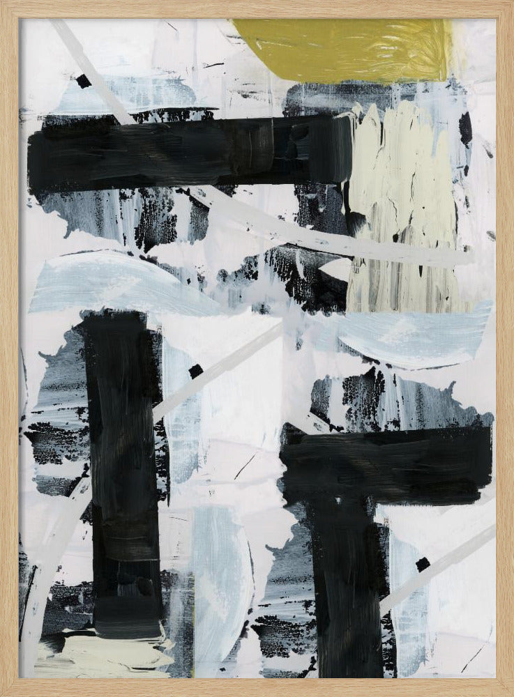 Black and White and Gold Abstract 1 | Poster