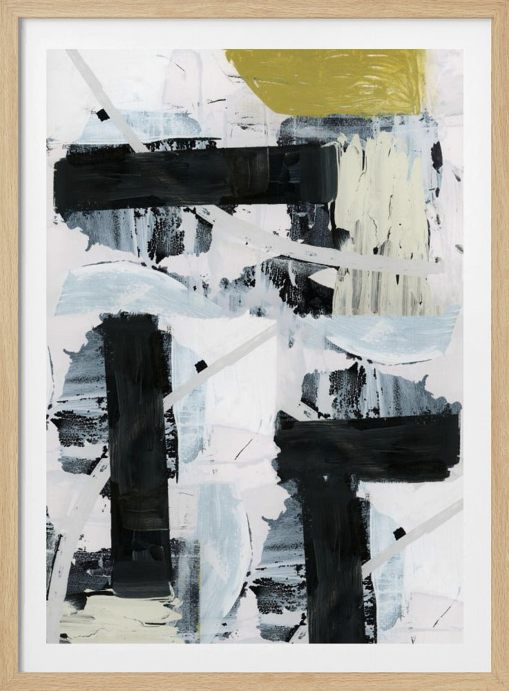 Black and White and Gold Abstract 1 | Poster