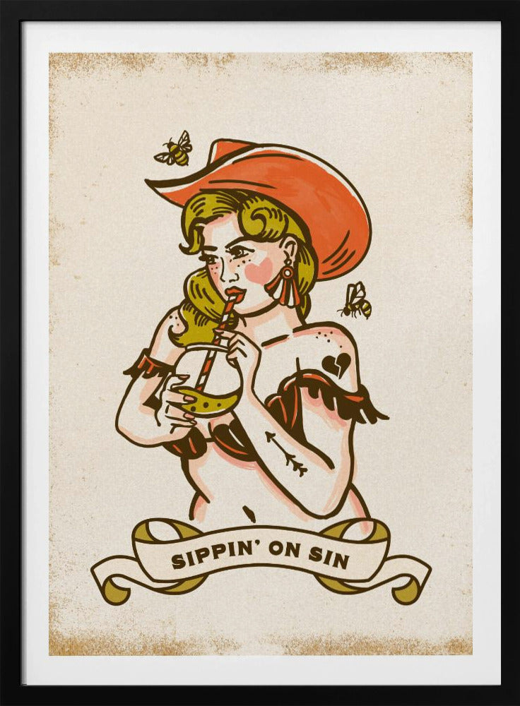 Sippin On Sin Cute &amp; Sassy Cowgirl Art | Poster