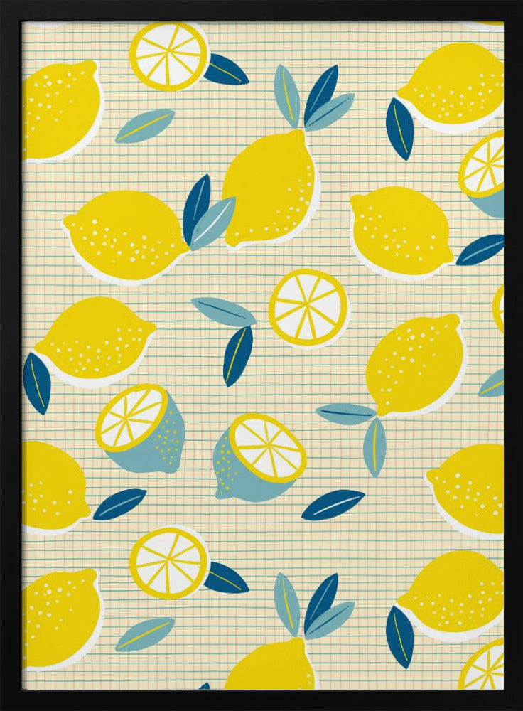 Fresh Lemons Checkered Sunny | Poster