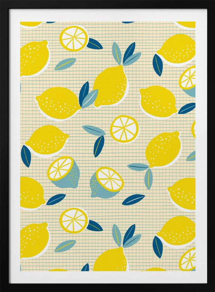 Fresh Lemons Checkered Sunny | Poster
