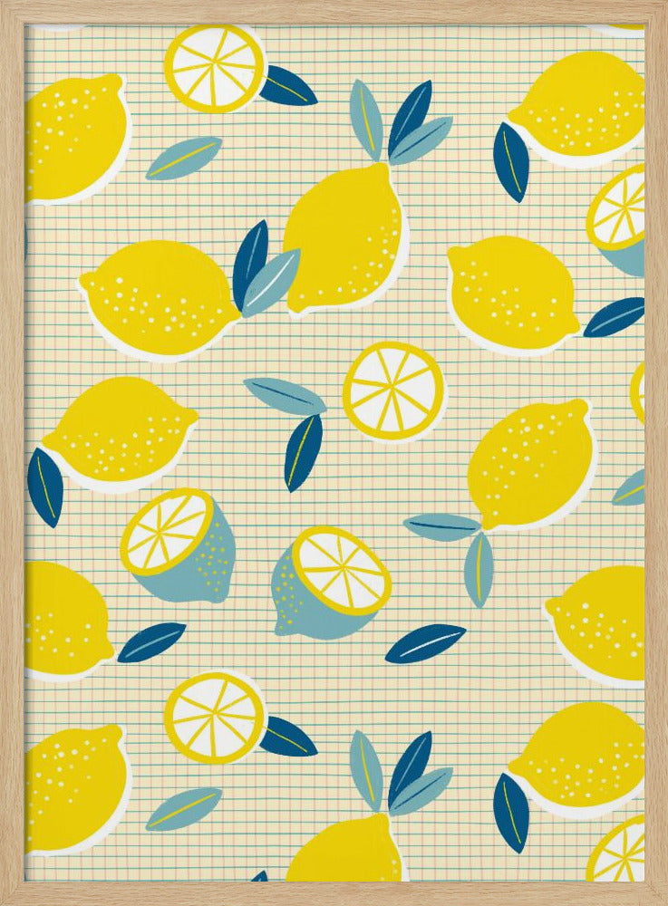 Fresh Lemons Checkered Sunny | Poster