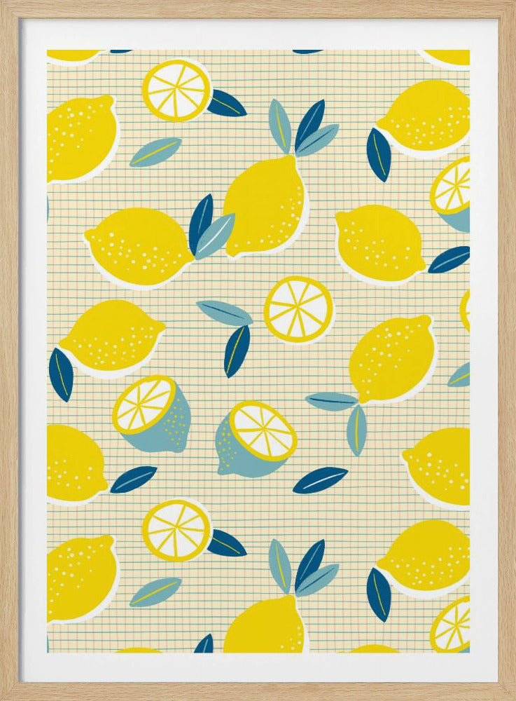 Fresh Lemons Checkered Sunny | Poster