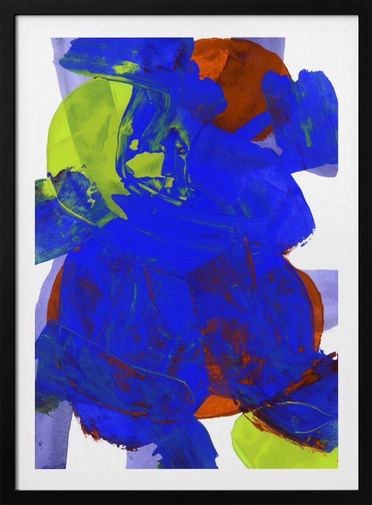 Cobalt Blue Lilac Yellow Chartreuseorange Neutral White Abstract 1 | Poster