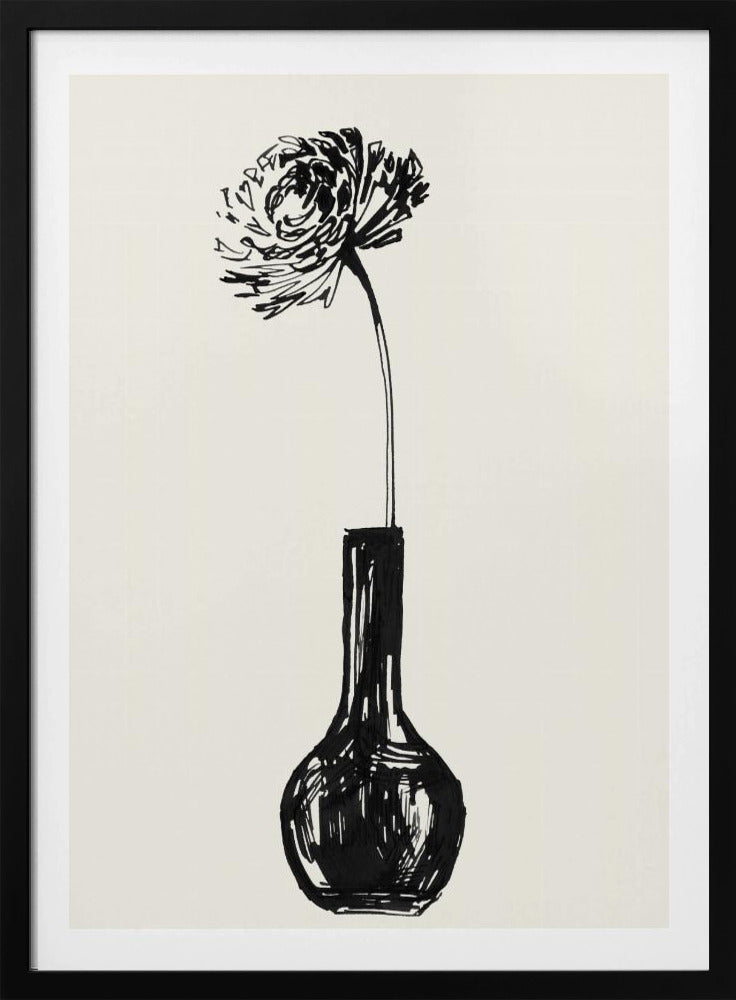 Flower in a vase ink sketch | Poster