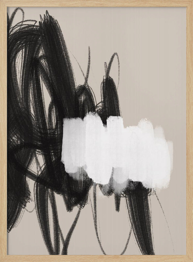 Expressive Black and White Brushstrokes | Poster