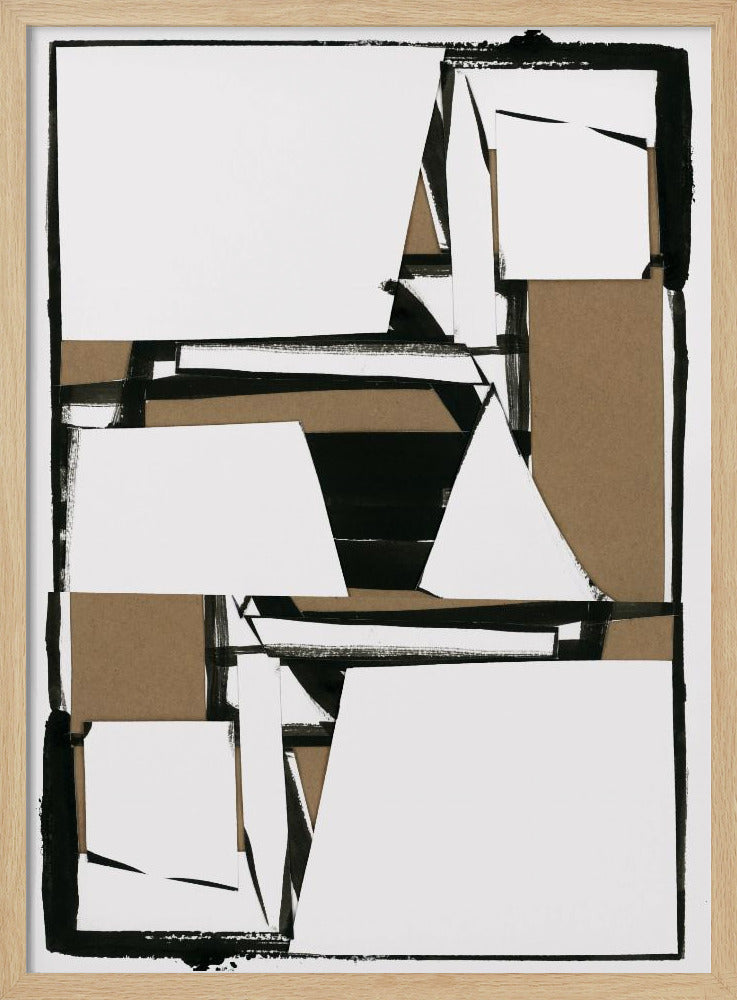 Black and Tan Brown Abstract Art Print | Poster