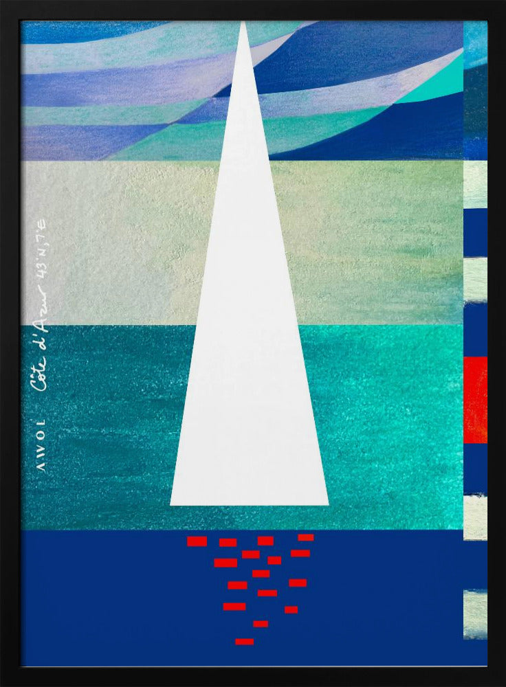 Abstract Sailboat On The French Riviera, Colourful Côte d&#039;Azur Art Print | Poster