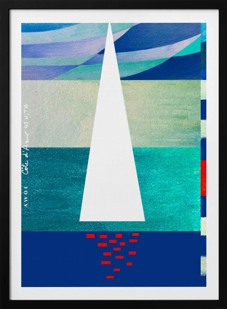 Abstract Sailboat On The French Riviera, Colourful Côte d&#039;Azur Art Print | Poster