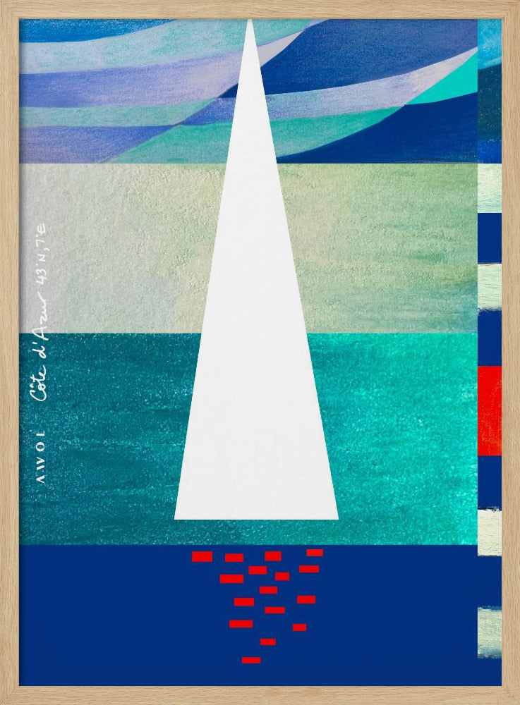 Abstract Sailboat On The French Riviera, Colourful Côte d&#039;Azur Art Print | Poster