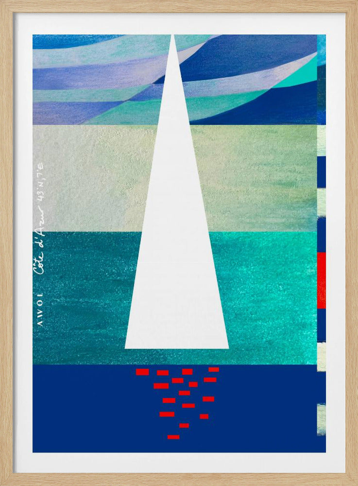 Abstract Sailboat On The French Riviera, Colourful Côte d&#039;Azur Art Print | Poster