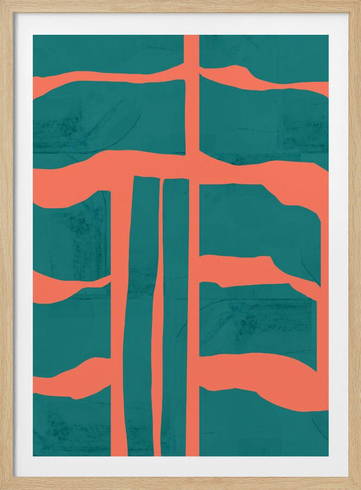 Turquoise &amp; Coral Abstraction 1 | Poster