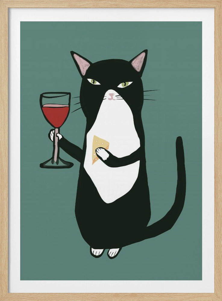Cat with wine | Poster