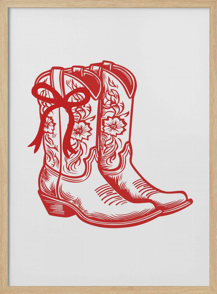 Red Cowgirl Boots with Bow | Poster