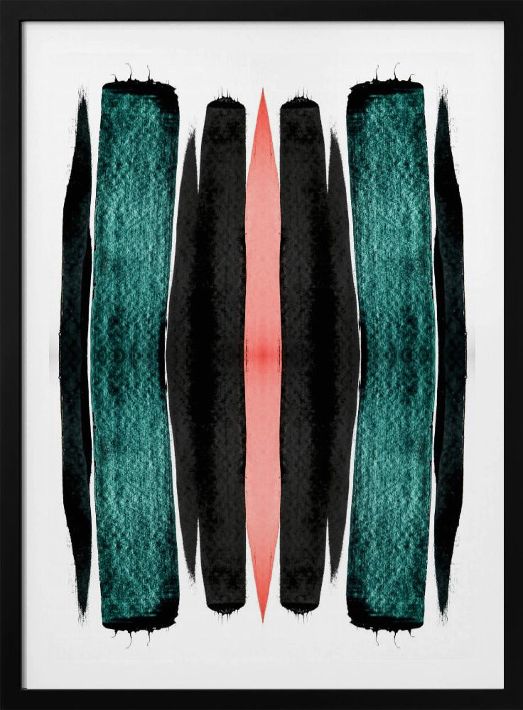 Turquoise And Black Vertical Stripes | Poster