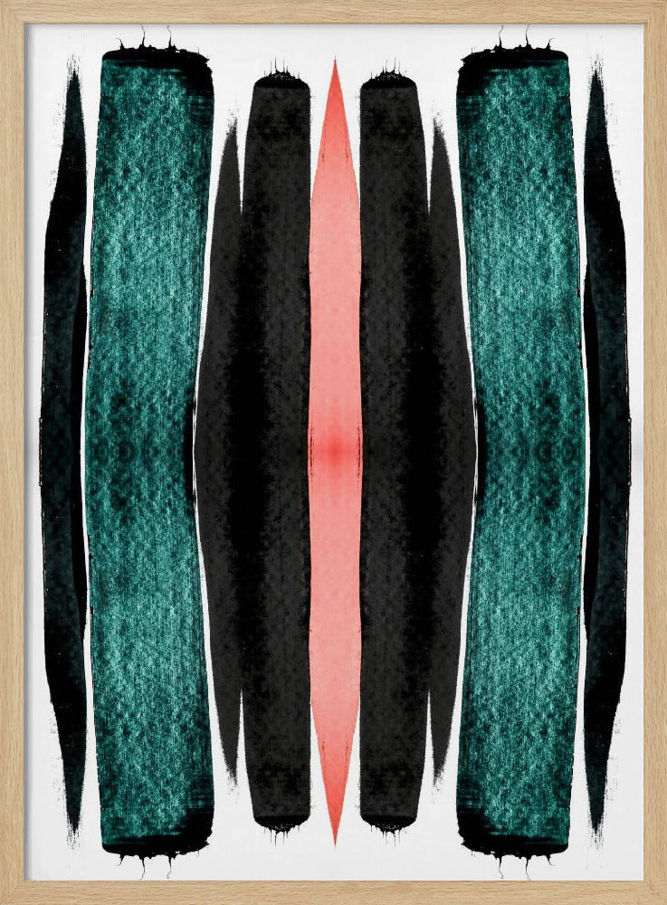 Turquoise And Black Vertical Stripes | Poster