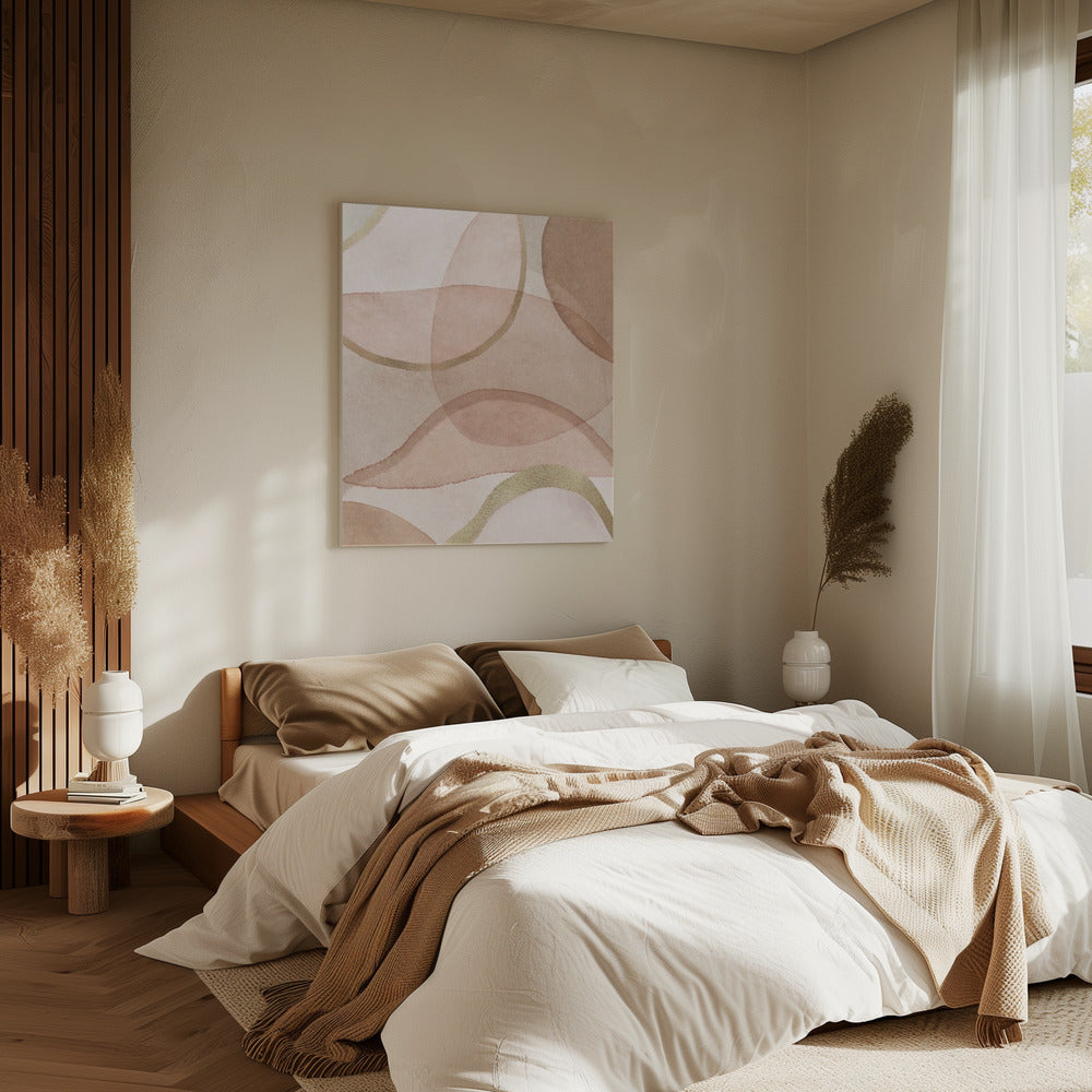 Blush and Brown Abstract | Canvas