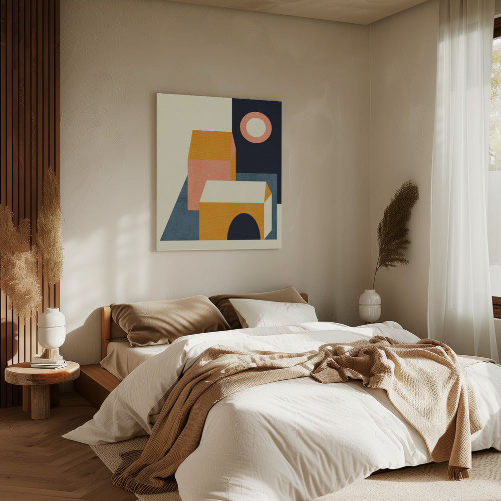 Rainbow Plus Shapes  Blue Mustard11 | Canvas