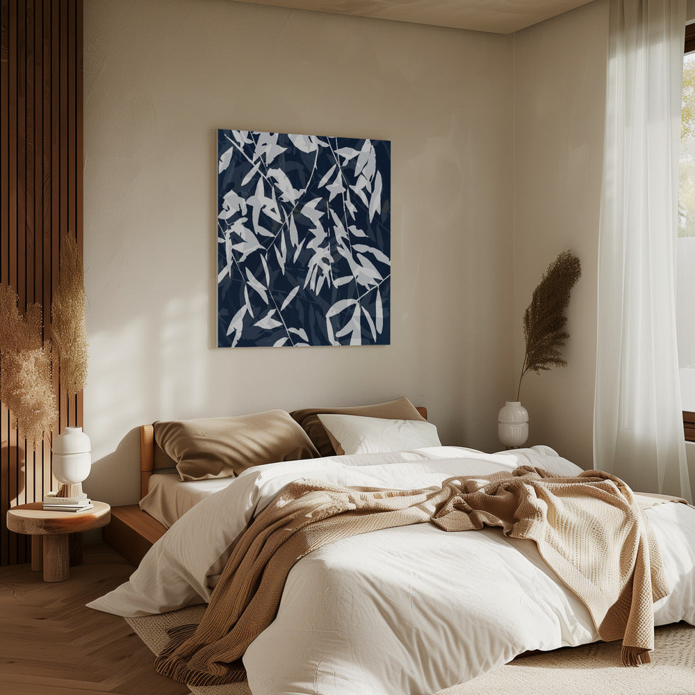 Navy White Bamboo 2 | Canvas