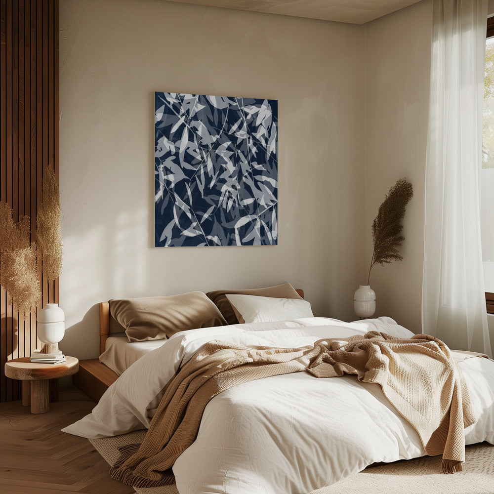 Navy White Bamboo 3 | Canvas