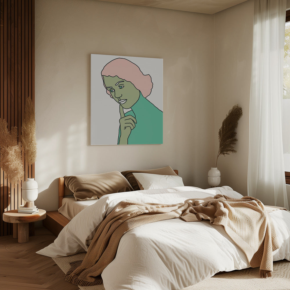 Lady Thinking Green | Canvas