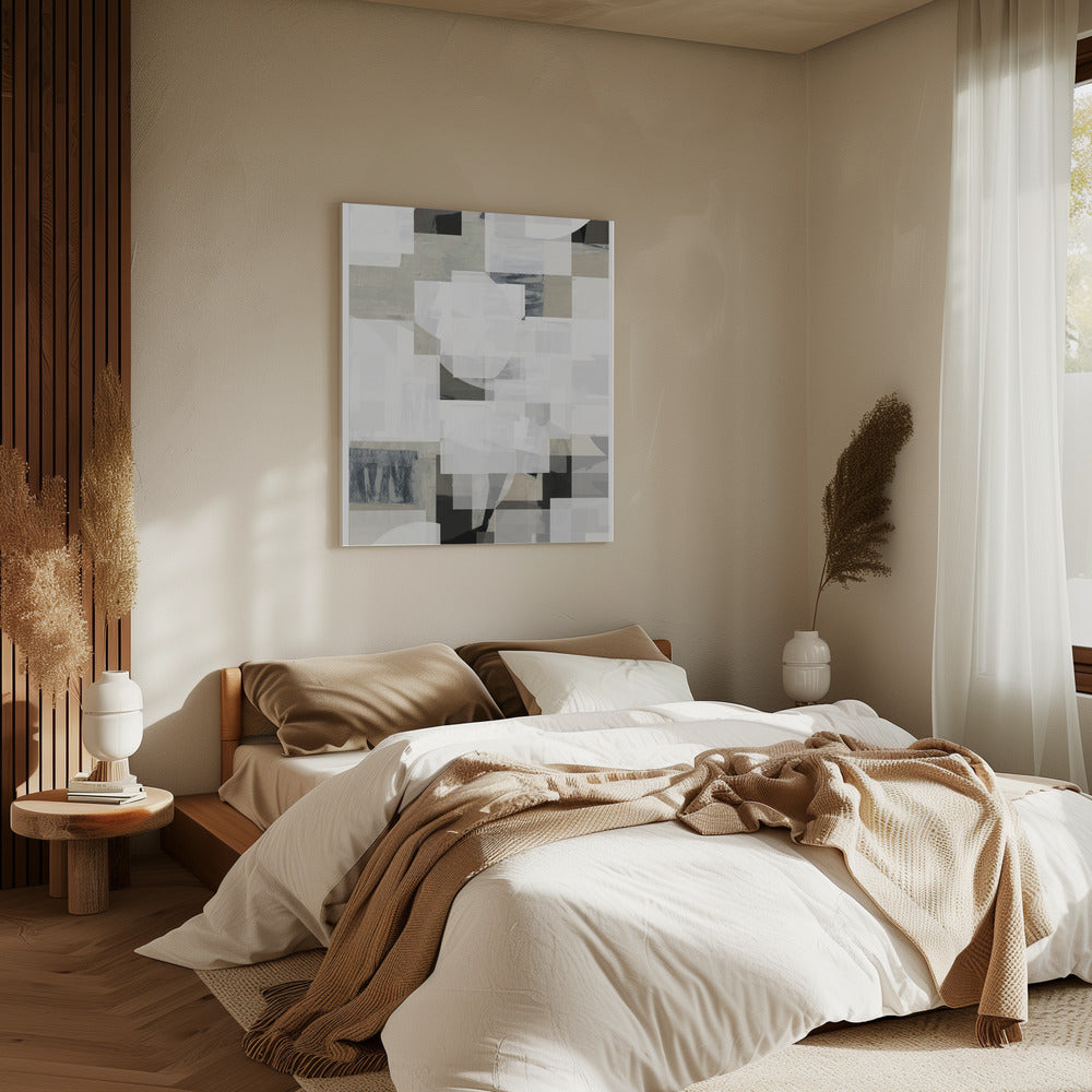 Abstract Mocha Black White Composition No. 3 | Canvas