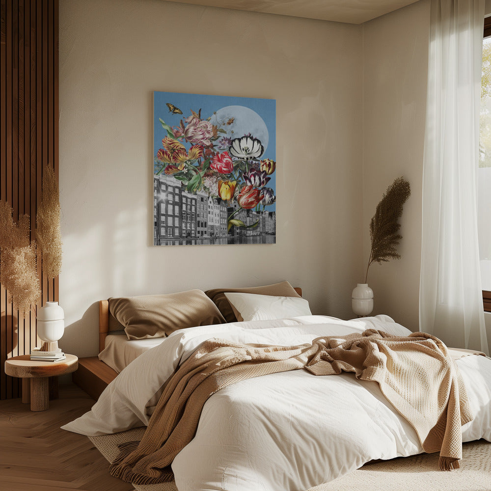 Vibrant Tulips And Intricate Butterflies | Canvas