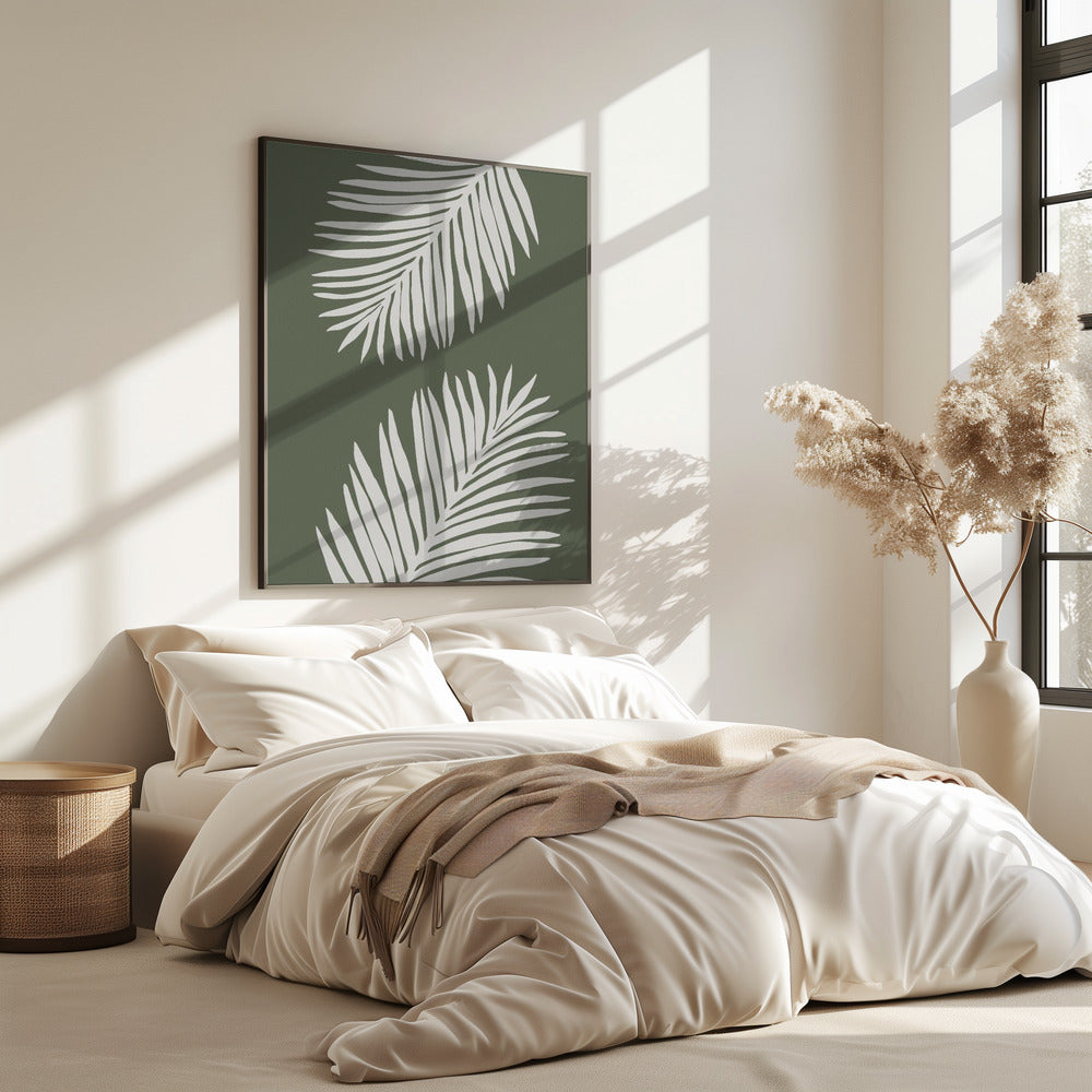PALM LEAF 06 GREEN WHITE | Poster