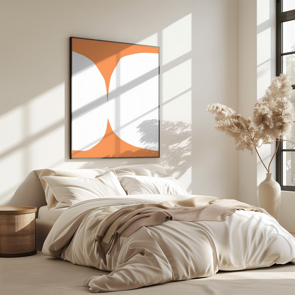 Geometric White Shapes On An Orange Background | Poster