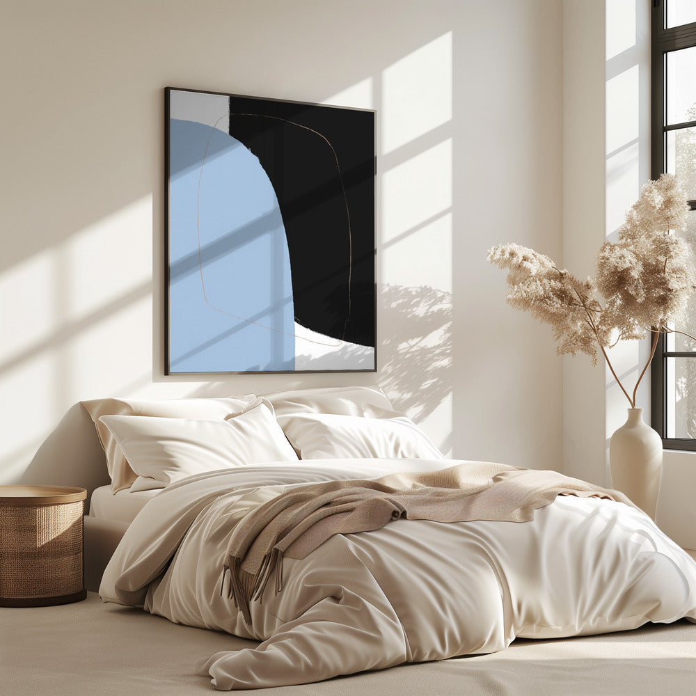 Overlapping Black And Blue Shapes | Poster