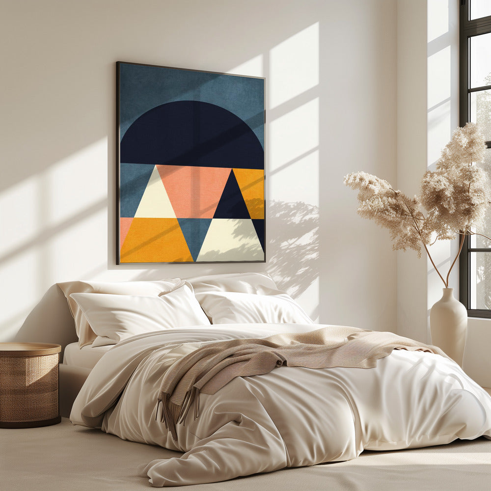 Rainbow Plus Shapes  Blue Mustard4 | Poster