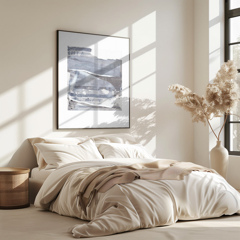 Gray and White Brushstrokes | Poster
