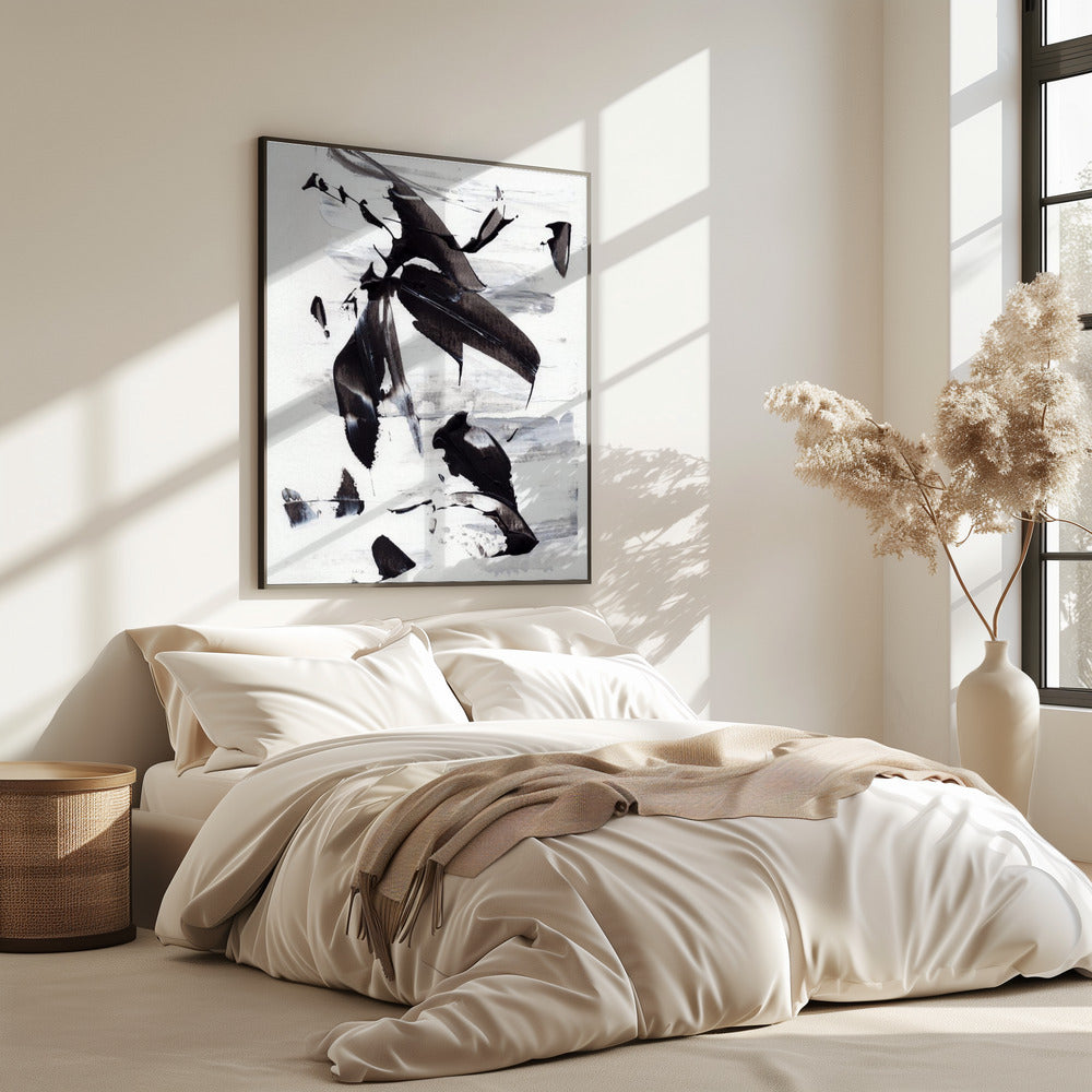 Monochrome Dynamic Brushstrokes | Poster